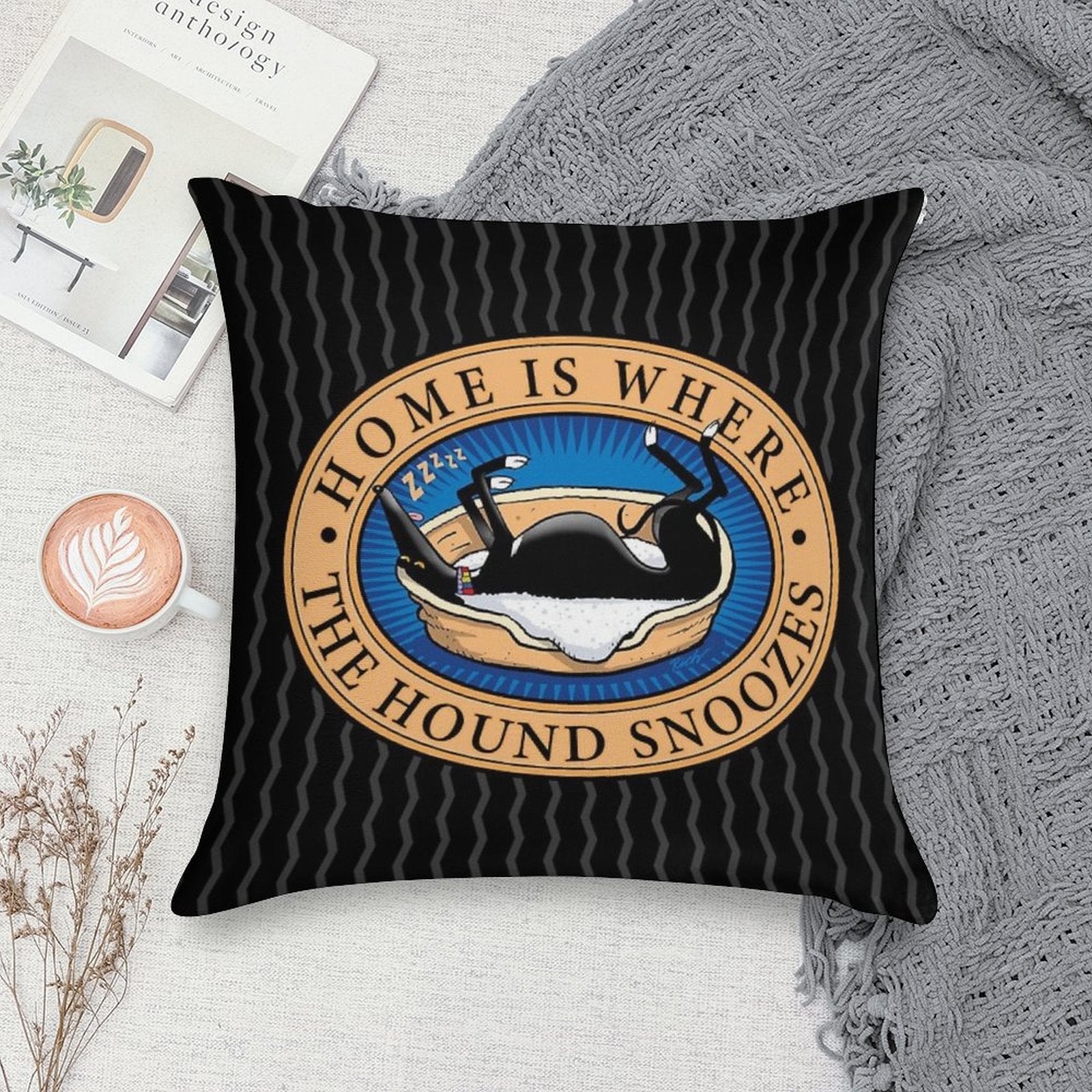 Home Is Where The Hound Snoozes Soft Style Accent Throw Pillow