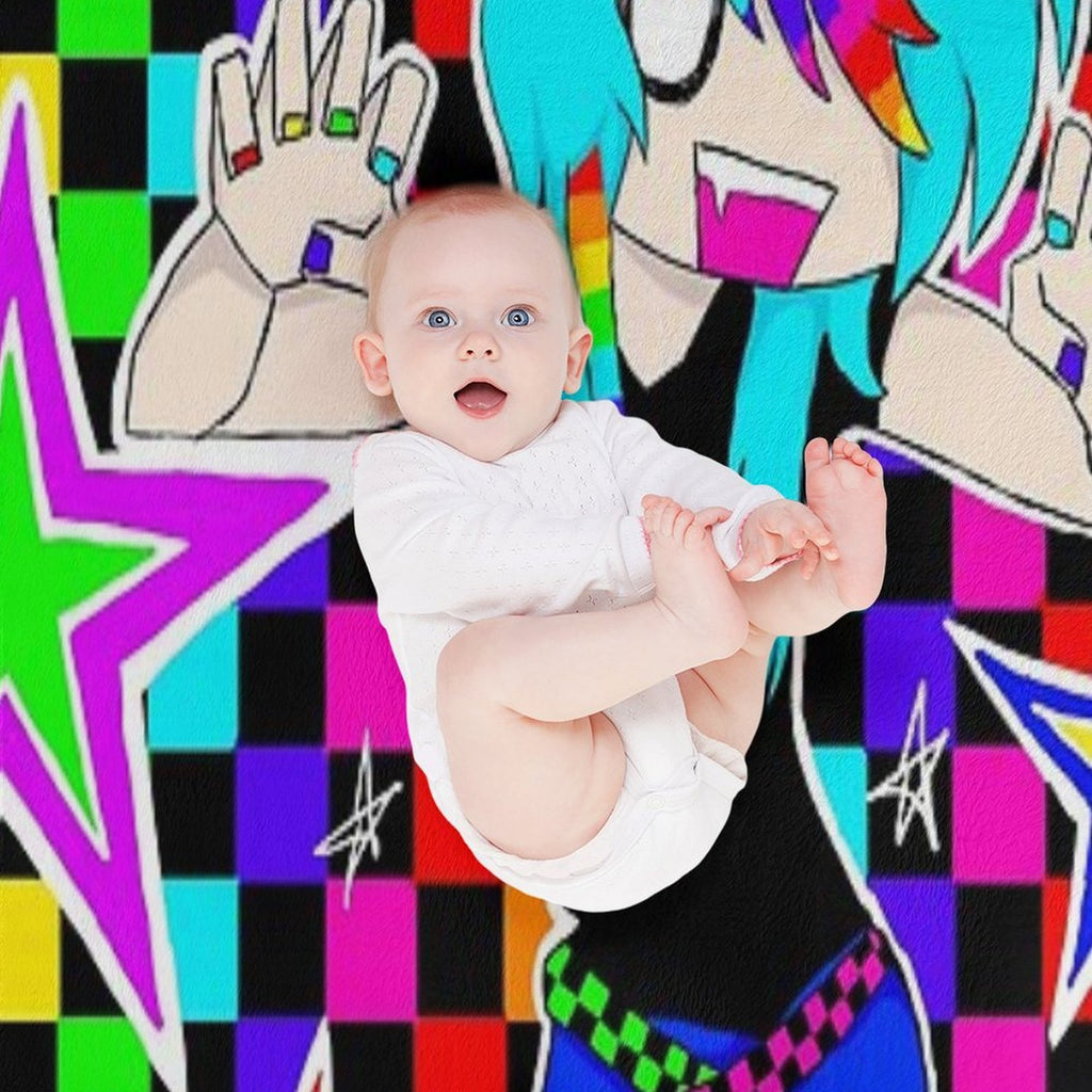 Colourful Rainbow Scene Girl Quick-dry Throw Blanket