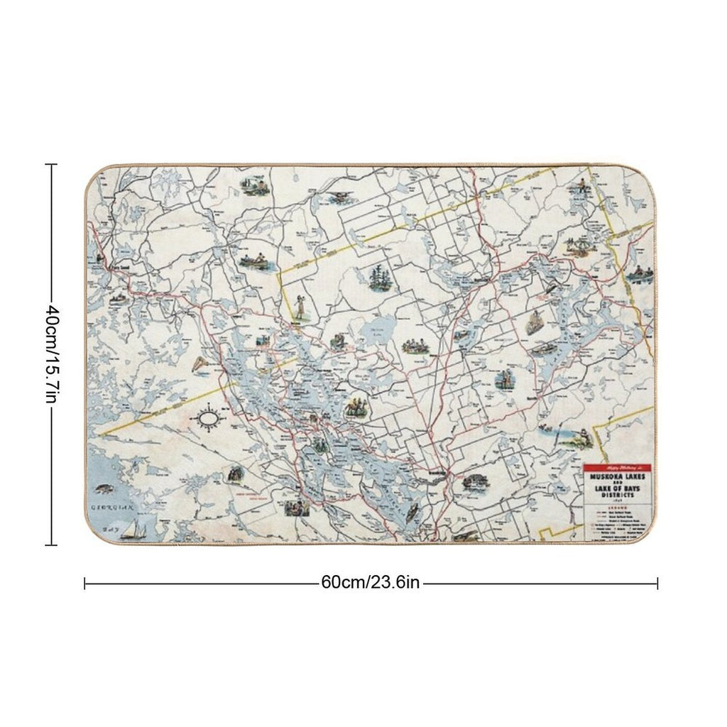 Muskoka Lakes Tourist Map 1949  Dirt-Trapping Bath Mat