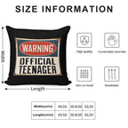 Official Teenager Warning Sign - Funny 13th Birthday Soft Durable Construction Throw Pillow