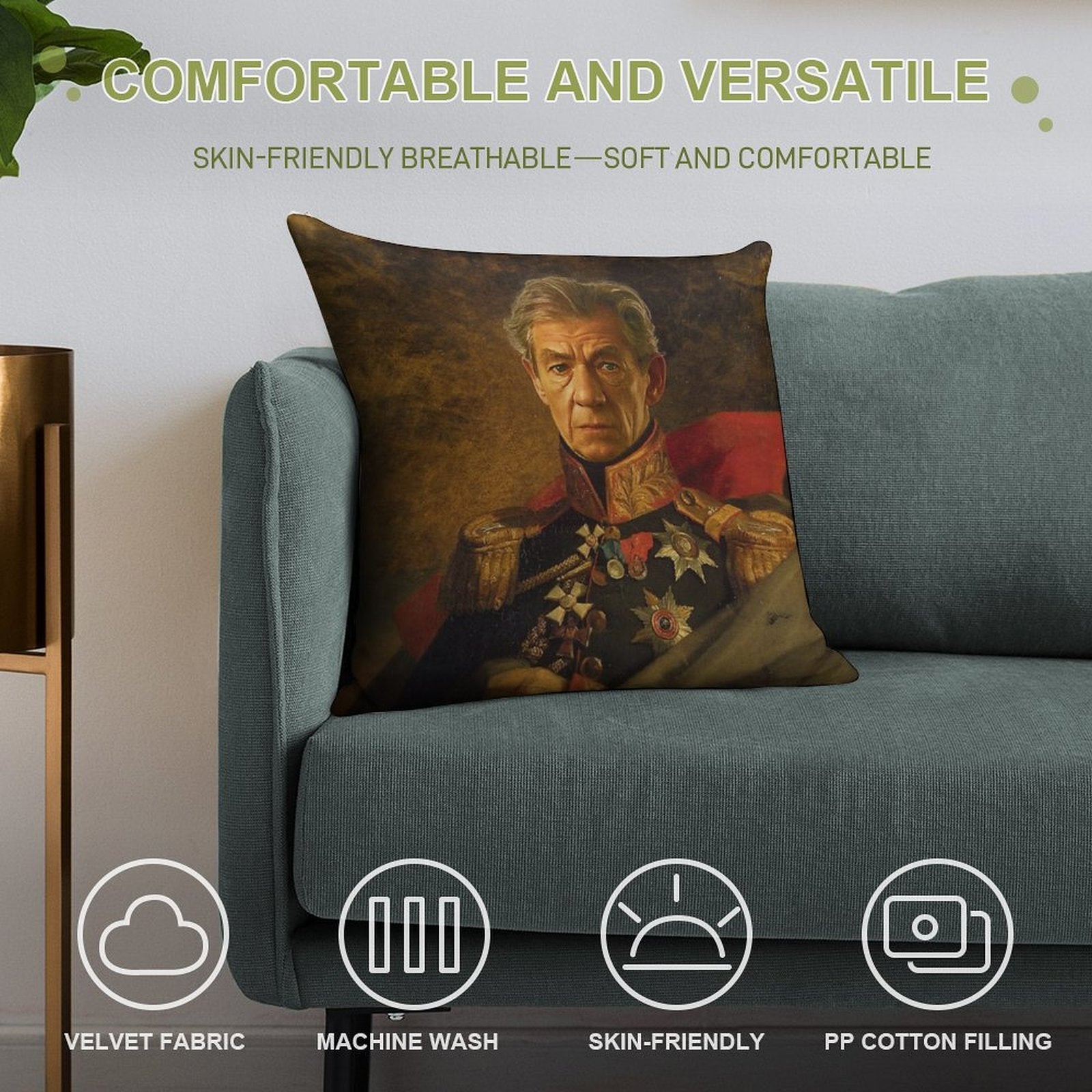 Sir Ian McKellen - Replaceface Soft Reinforced Edging Throw Pillow