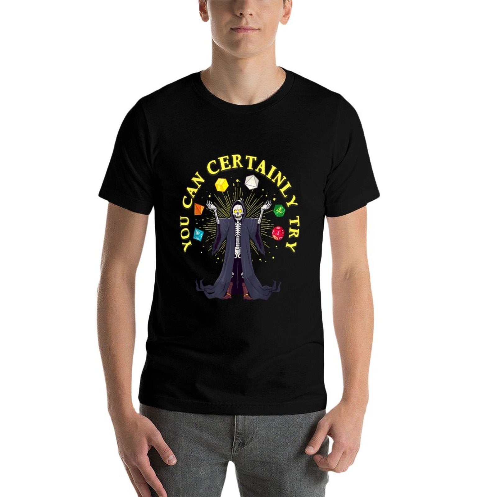 Funny D20 Dice Game Skeleton Witchcraft Nerdy Gamer Men Boys  Odor-resistant T-Shirt