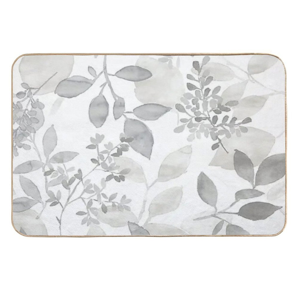 Grey Watercolor Leaves  Rapid-Drying Bath Mat