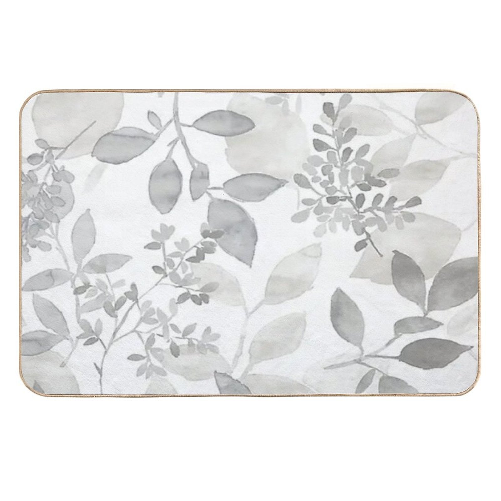 Grey Watercolor Leaves  Rapid-Drying Bath Mat