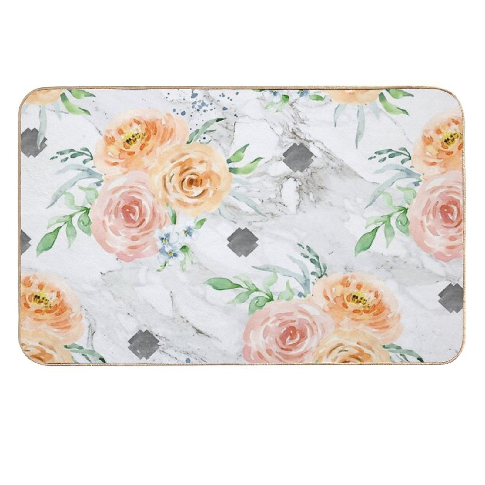Beautiful Pastel Flowers Pattern on Marble  Versatile Bath Mat