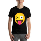 Emoticon Winking Face with Stuck-Out Tongue And Winking Eye  Polyester Blend T-Shirt