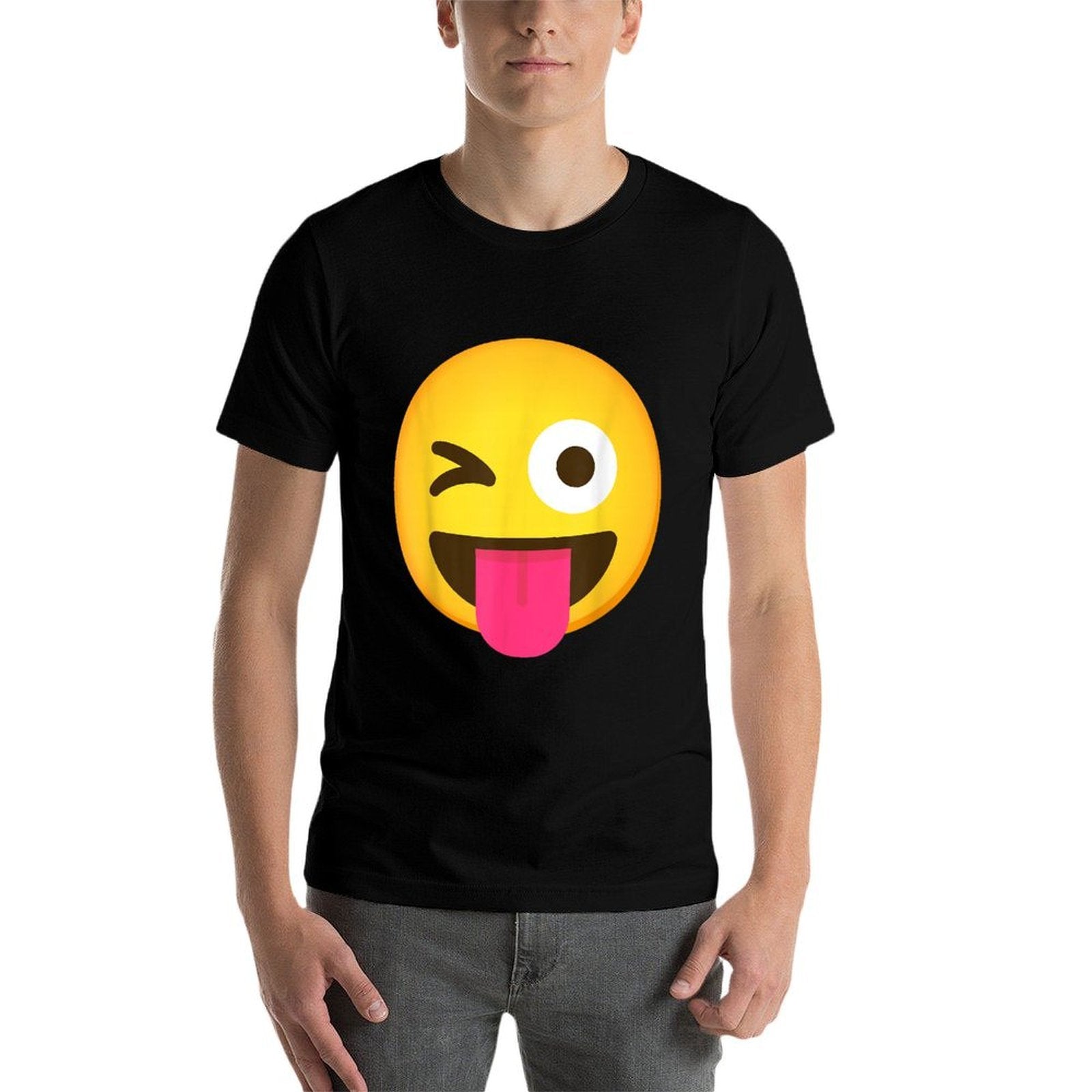 Emoticon Winking Face with Stuck-Out Tongue And Winking Eye  Polyester Blend T-Shirt
