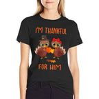 Thankful for Him Matching Thanksgiving Couple From Wife  Gf  Eco-friendly Material T-Shirt