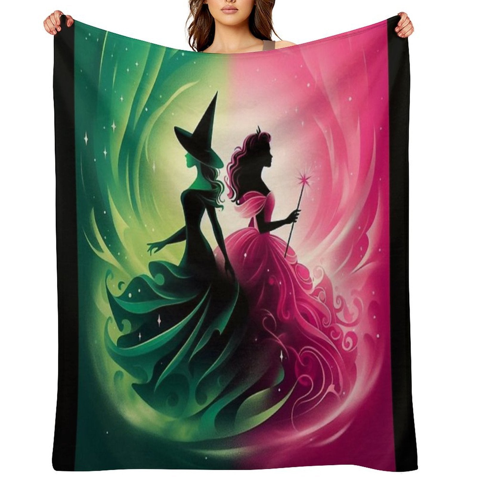 Elphaba & Glinda Wicked The Musical Defying Gravity Wrinkle-free Throw Blanket