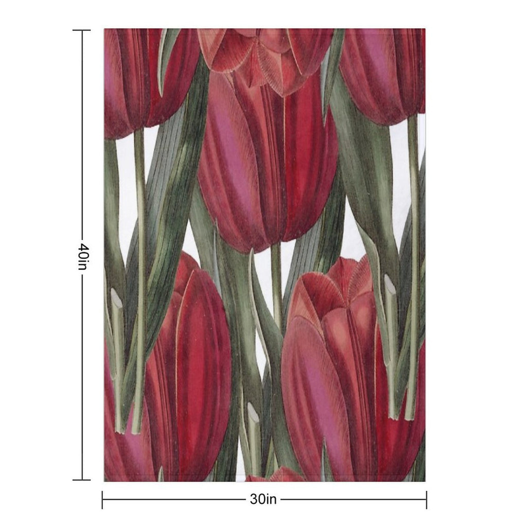 Flower Bouquet, Canva, Flowers, Tails, Pattern, Green, Red Eco-conscious Throw Blanket