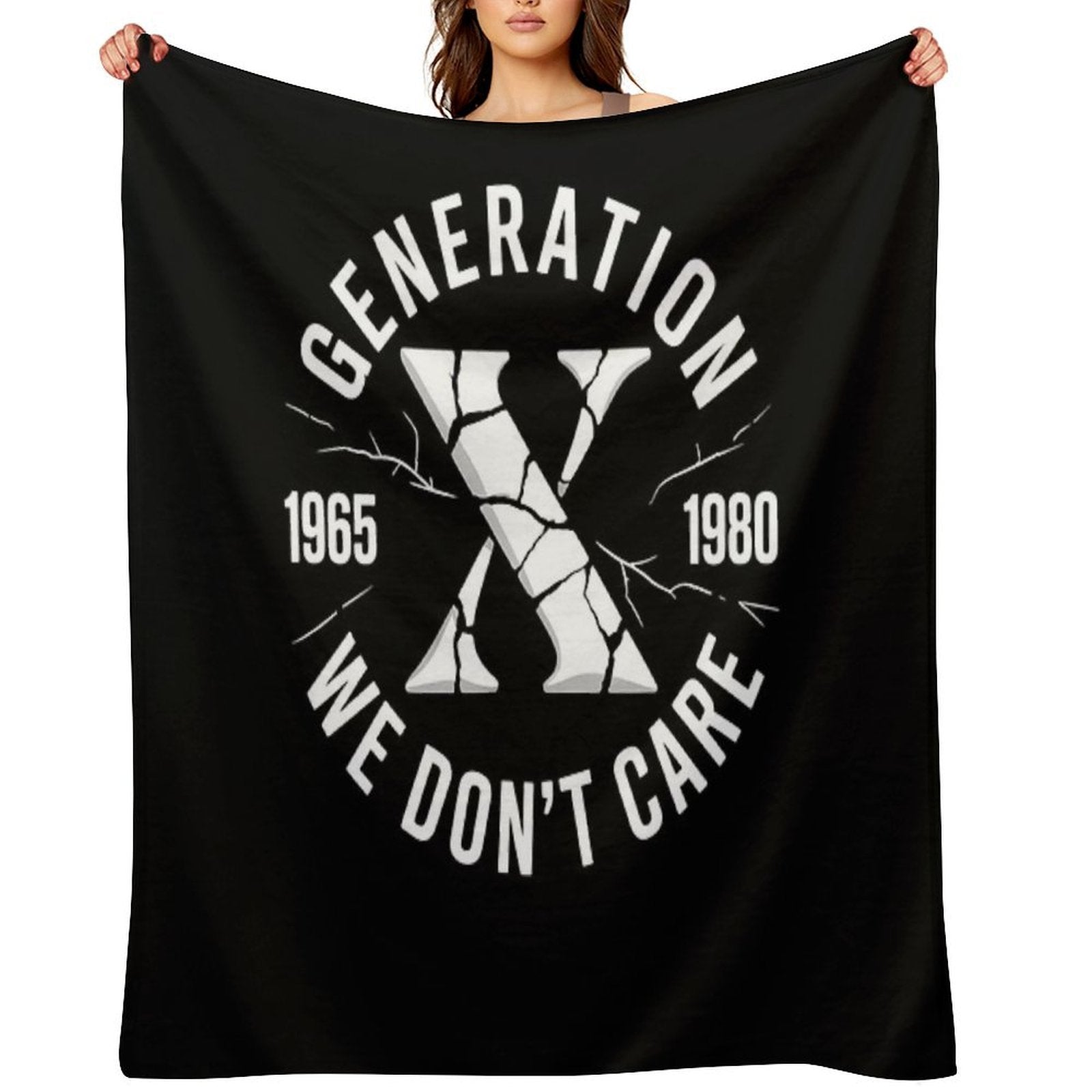 Generation X We Don't Care  Funny Gen-X Men Women Sustainable Throw Blanket