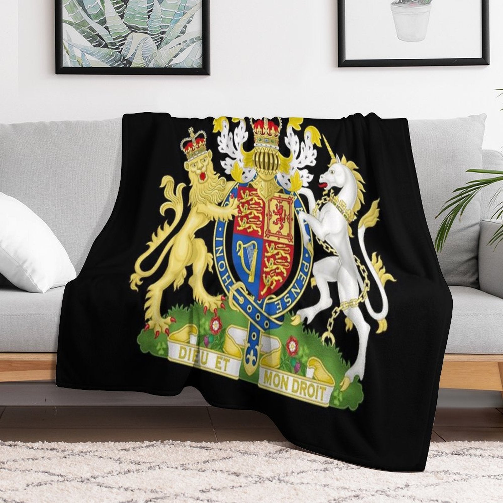 UK Royal Coat of Arms Quick-dry Throw Blanket