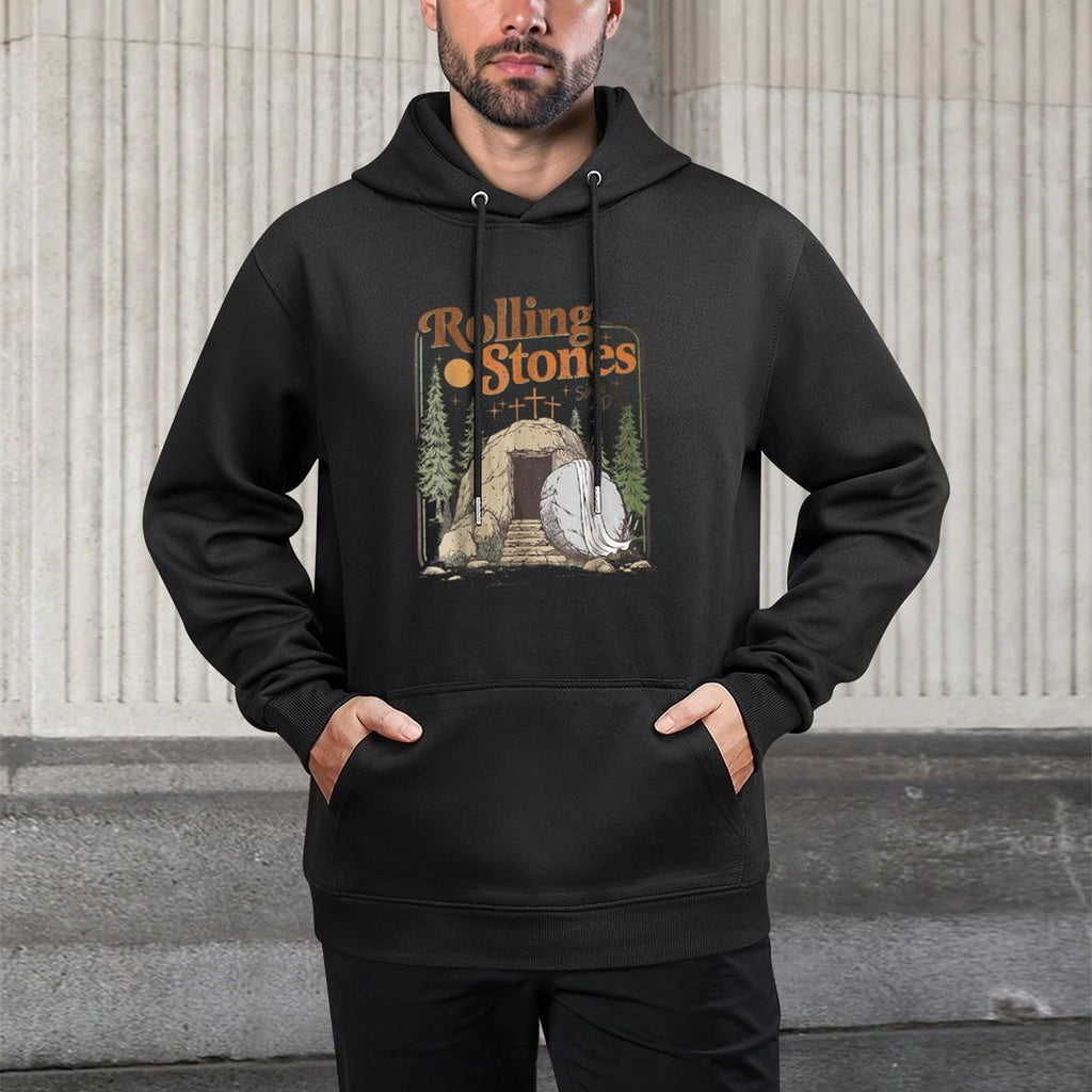 The Stone Was Rolled Away He Is Alive Retro Christian Easter Machine Washable Hoodie