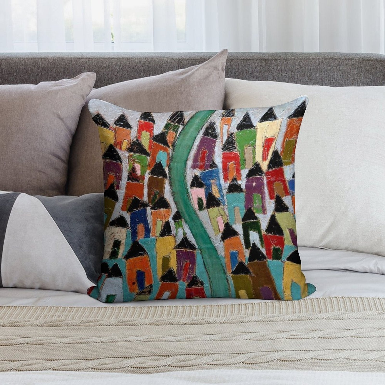 Village of Cinque Terre Soft Fade-Resistant Throw Pillow