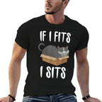 If I Fits I Sits Cat Meme Funny Cat In A Box T-shirt Men Women Girls Kids  Durable T-Shirt
