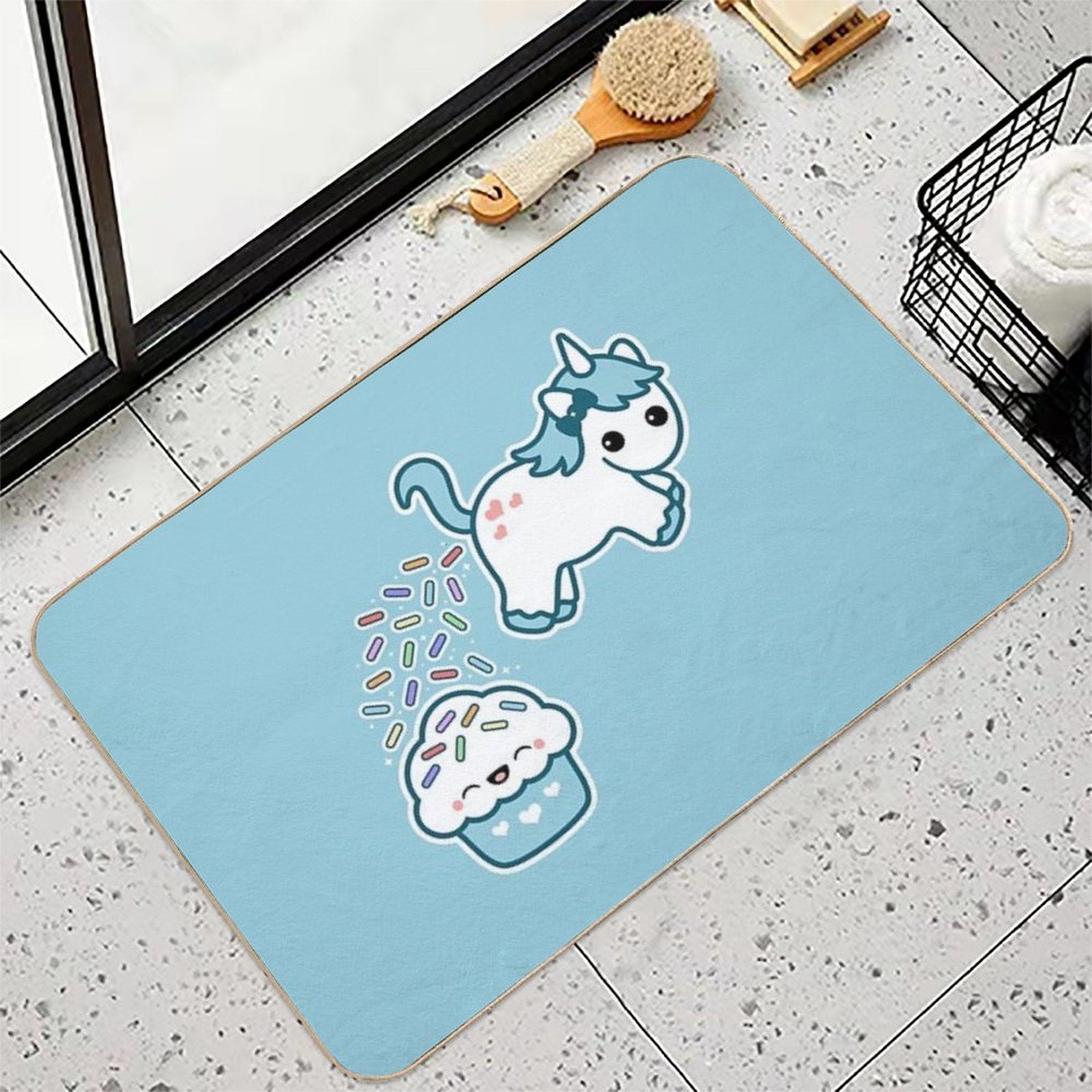 Sprinkle Poo Blue  Long-Lasting Bath Mat