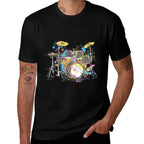 Abstract Art Drums Musician Music Band Throne Noose  Ribbed Collar T-Shirt
