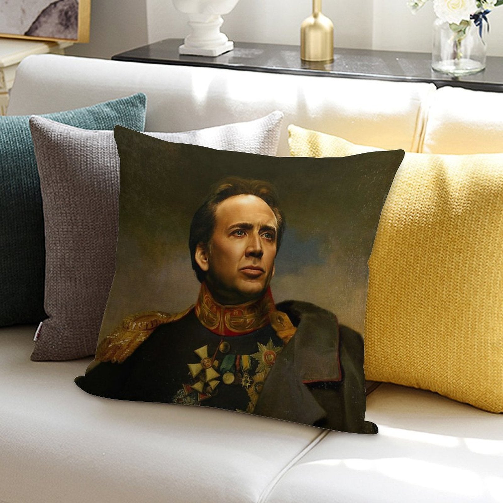 Nicolas Cage Soft Short Plush Fabric Throw Pillow