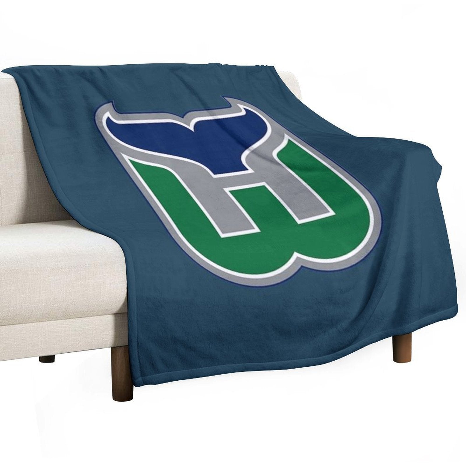 Vintage Hartford Hockey  Retro Whalers Sustainable Throw Blanket