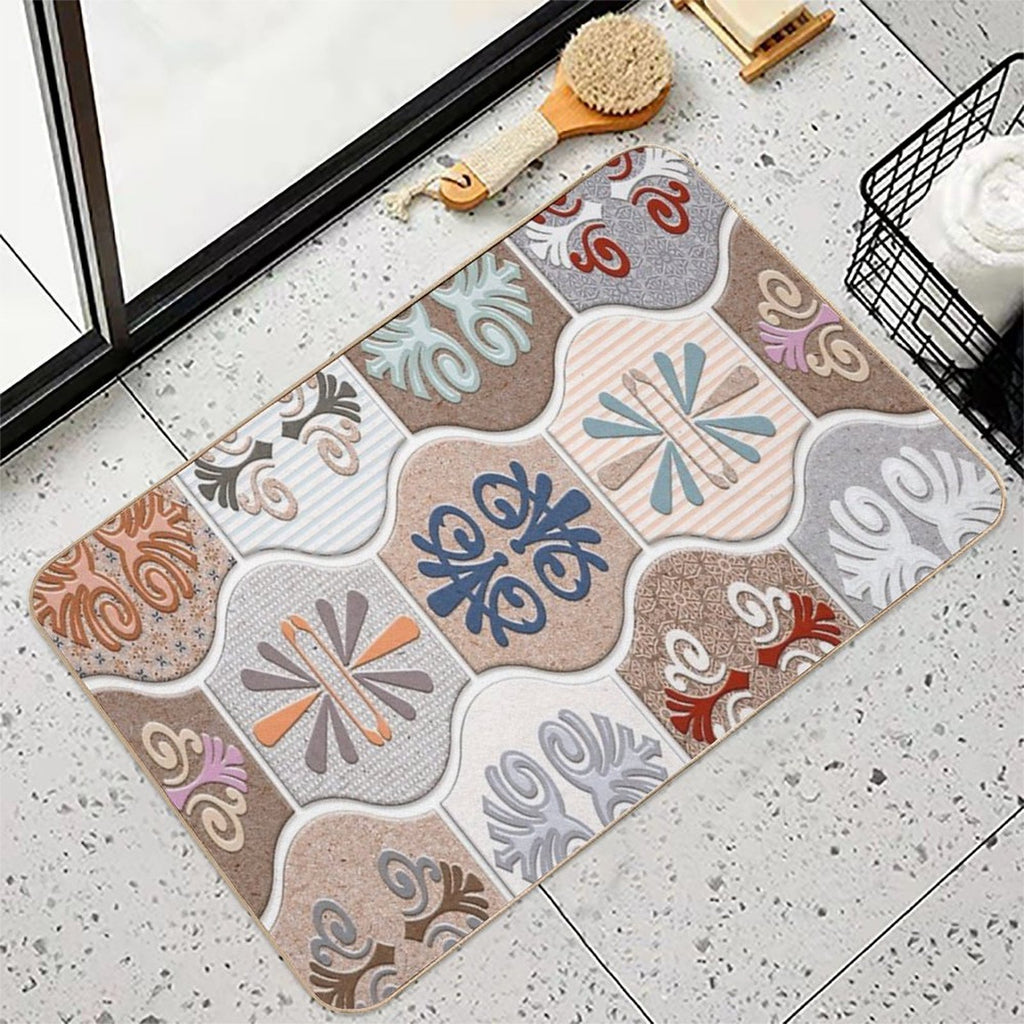 Wall Tils Elevation Design with Great Digital Art Work  Easy To Clean Bath Mat