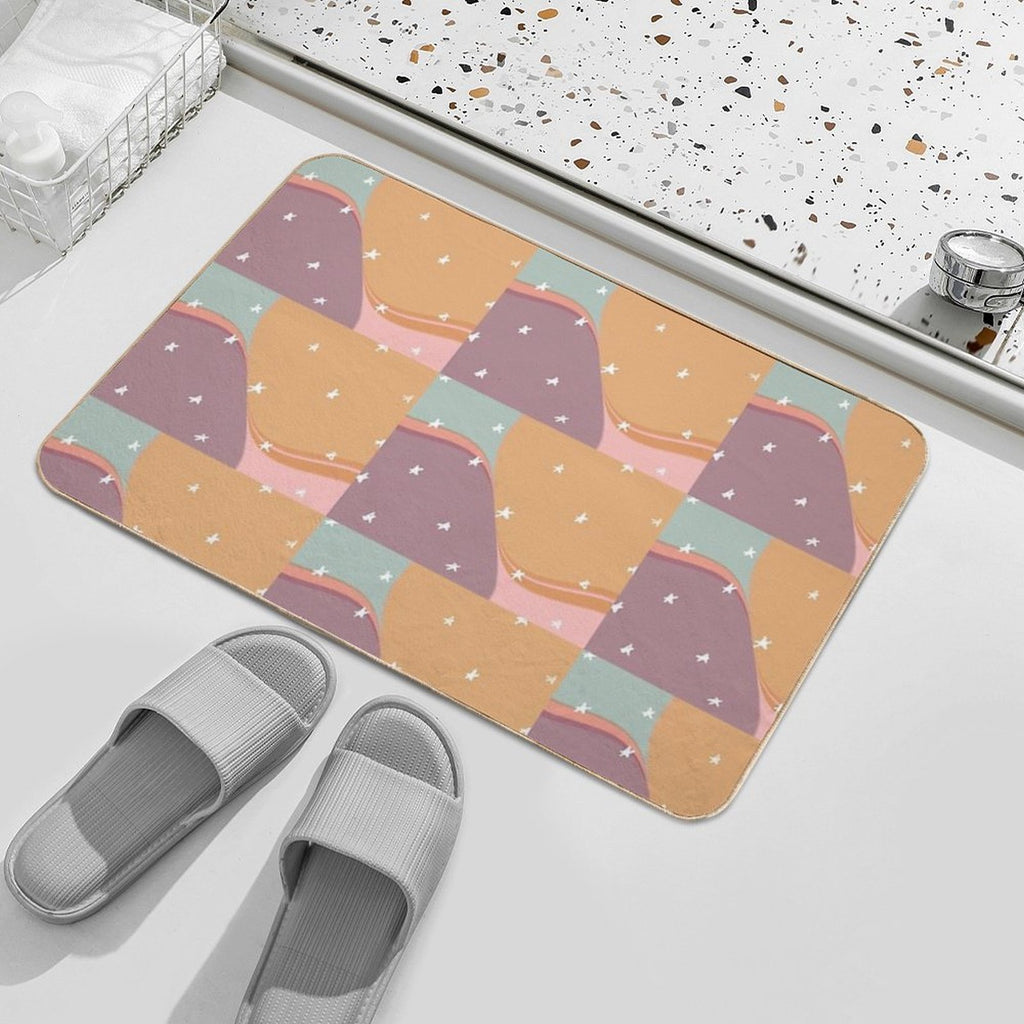 Retro 1980 Aesthetic Colour-block  Odorless Bath Mat