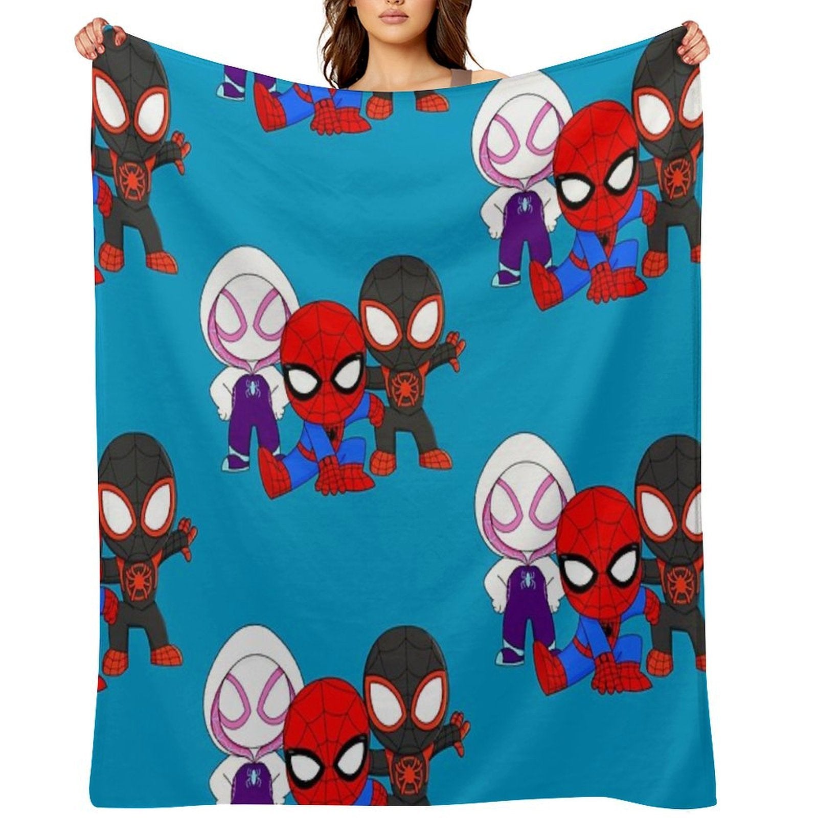 Cute Spiders Friends, Spider Ghost Girl, Cute Baby Spidey Black, Amazing Friends, Cartoon Ghost Easy Care Throw Blanket