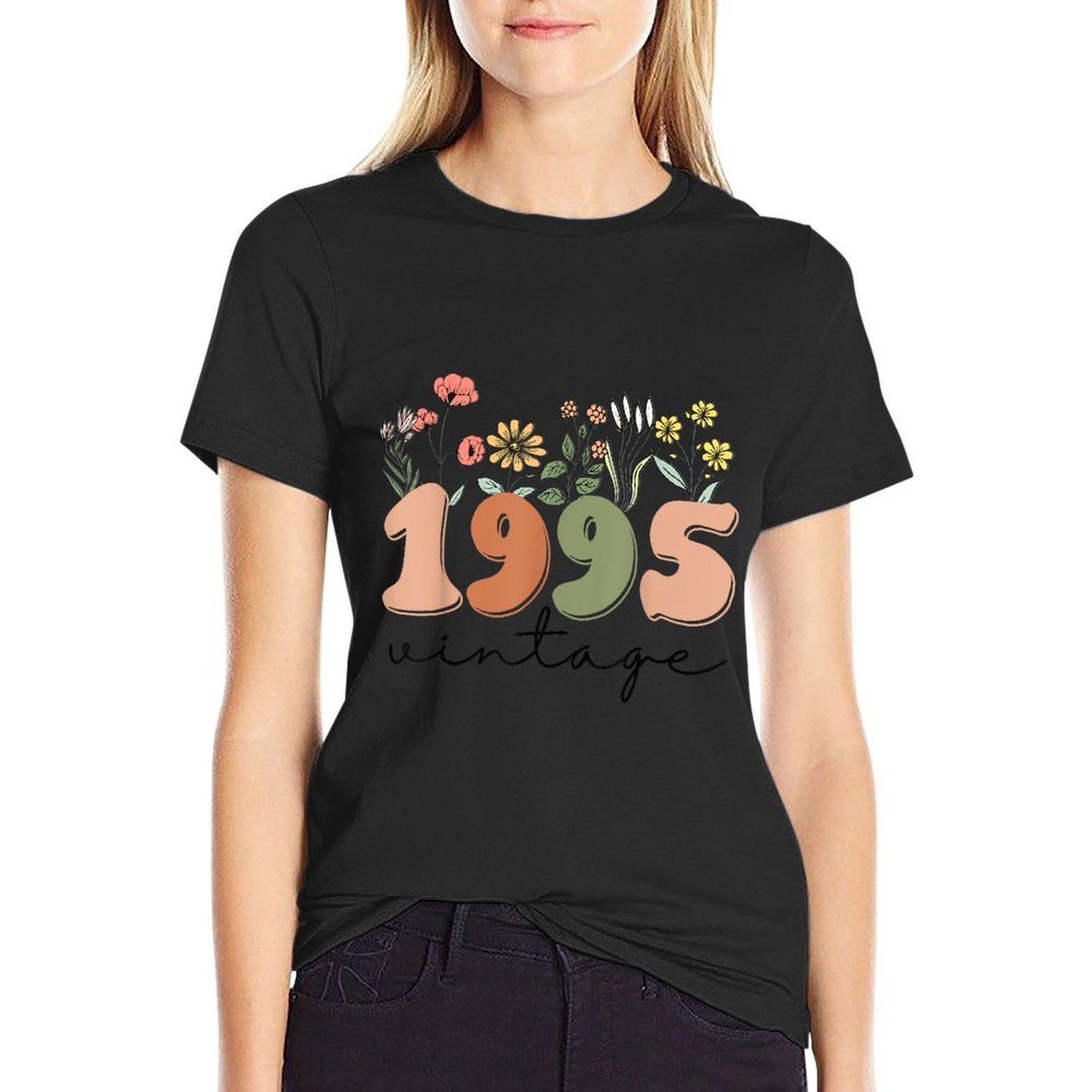 30 Years Old Vintage 1995 30th Birthday Wildflower Women  Moisture-wicking T-Shirt