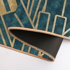 Art Deco Glamour - Teal And Gold  Stain-Proof Bath Mat