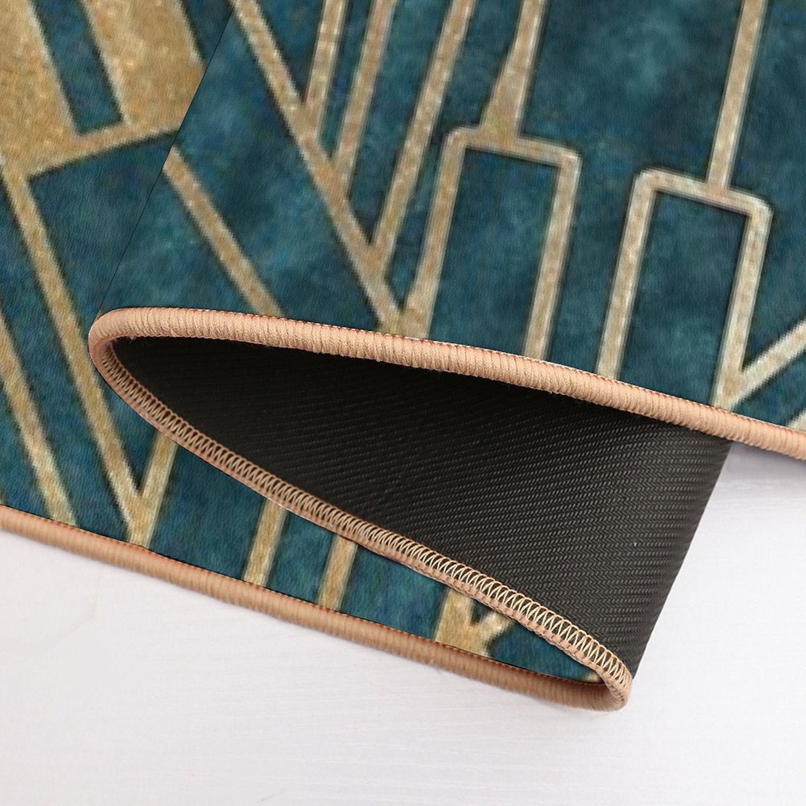 Art Deco Glamour - Teal And Gold  Stain-Proof Bath Mat