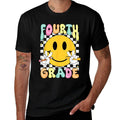 Hello Fourth Grade Smile Face Back to School Girls 4th Grade  Ribbed Collar T-Shirt