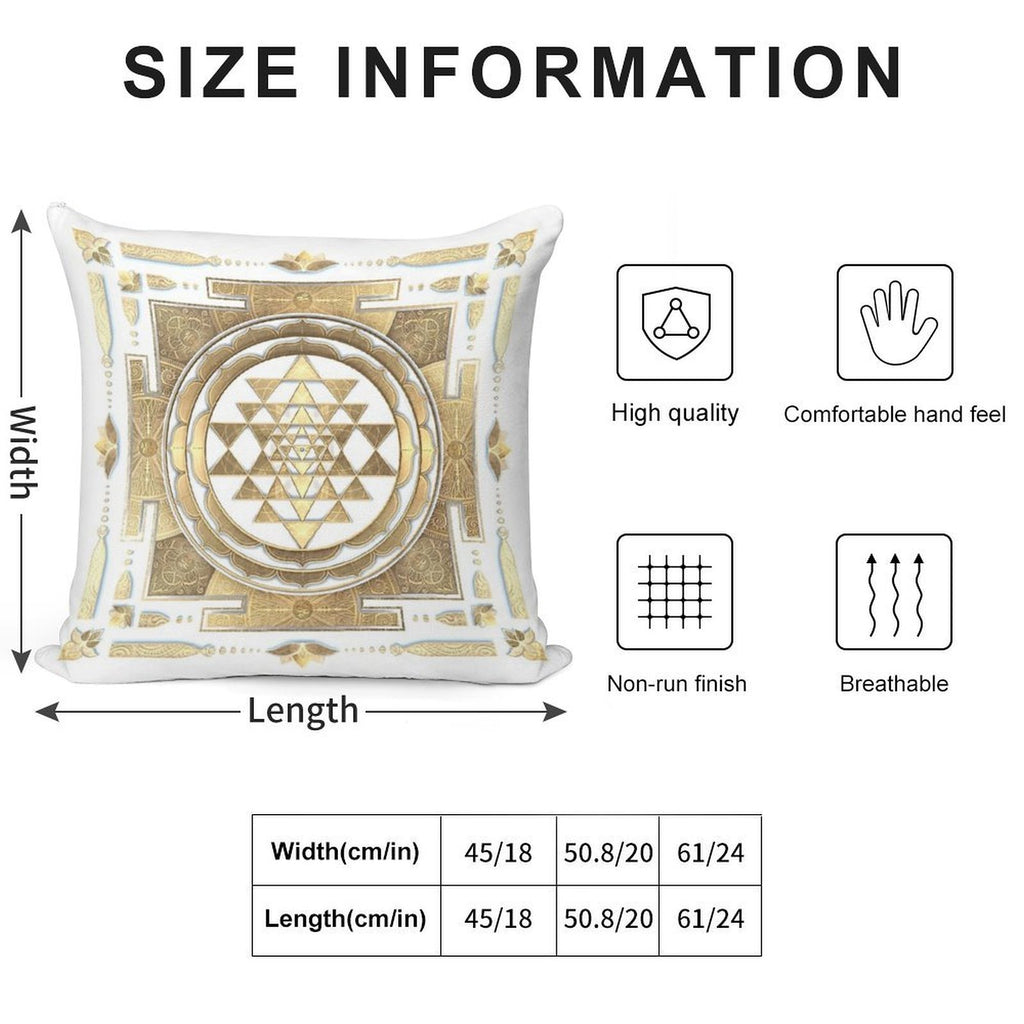 GOLDEN SRI YANTRA (white Background) Soft Style Accent Throw Pillow