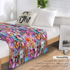 Bright Kitschy Stickerbomb Durable Throw Blanket