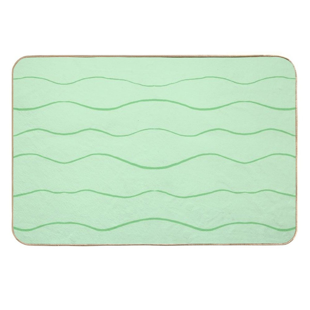Pastel Green Waves  Anti-Trip Bath Mat
