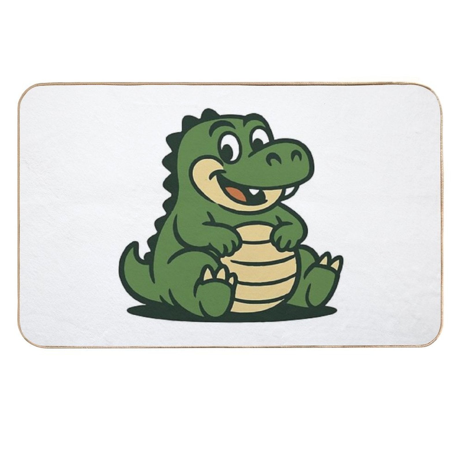 Chubby Retro Dinosaur – Cute Sitting Dino Mascot Design  Easy Maintenance Bath Mat