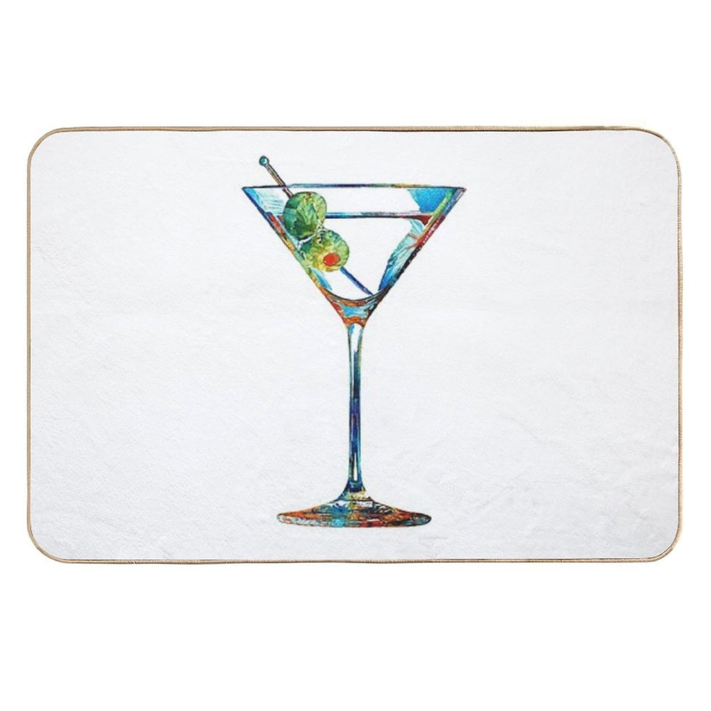 Happy Hour Martini Glass Art - Cheers - Sharon Cummings  Absorbent Bath Mat