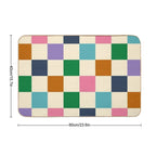 Colorful Squares Green Violet  Eco-Friendly Bath Mat