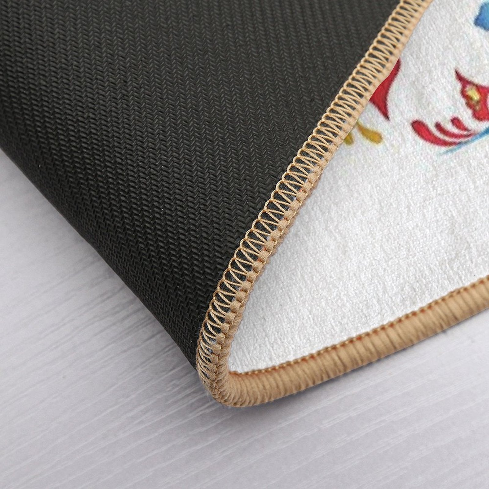 Birds And Flowers Folk-Art Design  Easy Maintenance Bath Mat