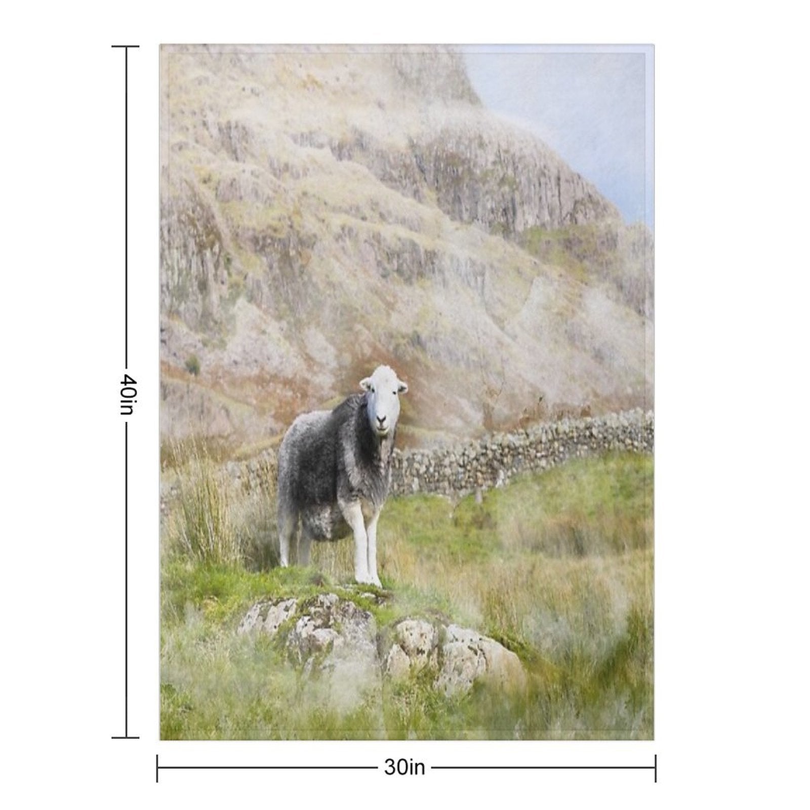 Herdwick Sheep Landscape Watercolour Photograph Shrink-resistant Throw Blanket
