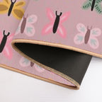 Vintage Pink Butterflies  Fade-Resistant Bath Mat