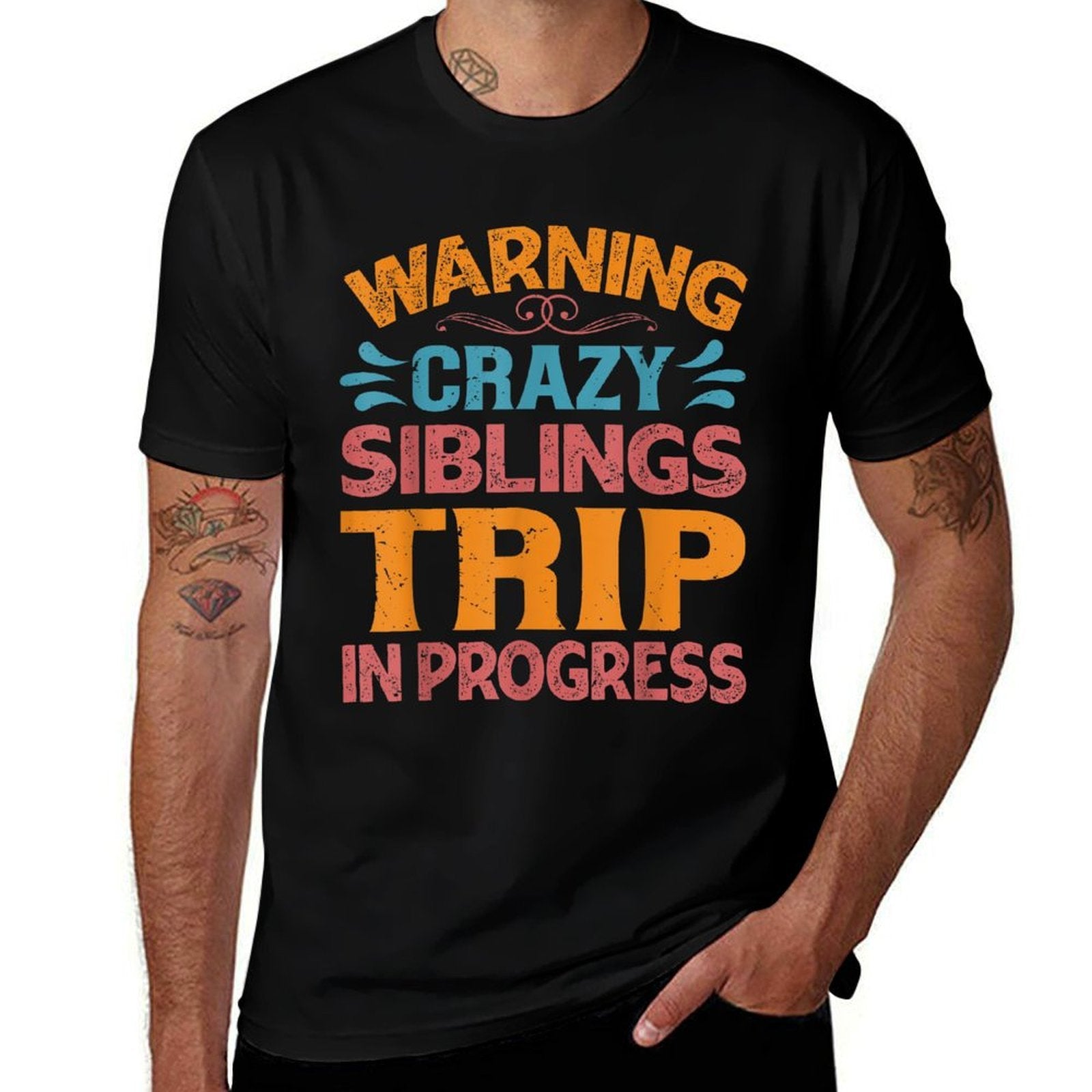 Warning Crazy Siblings Trip In Progress - Trip with Siblings  Quick-drying T-Shirt
