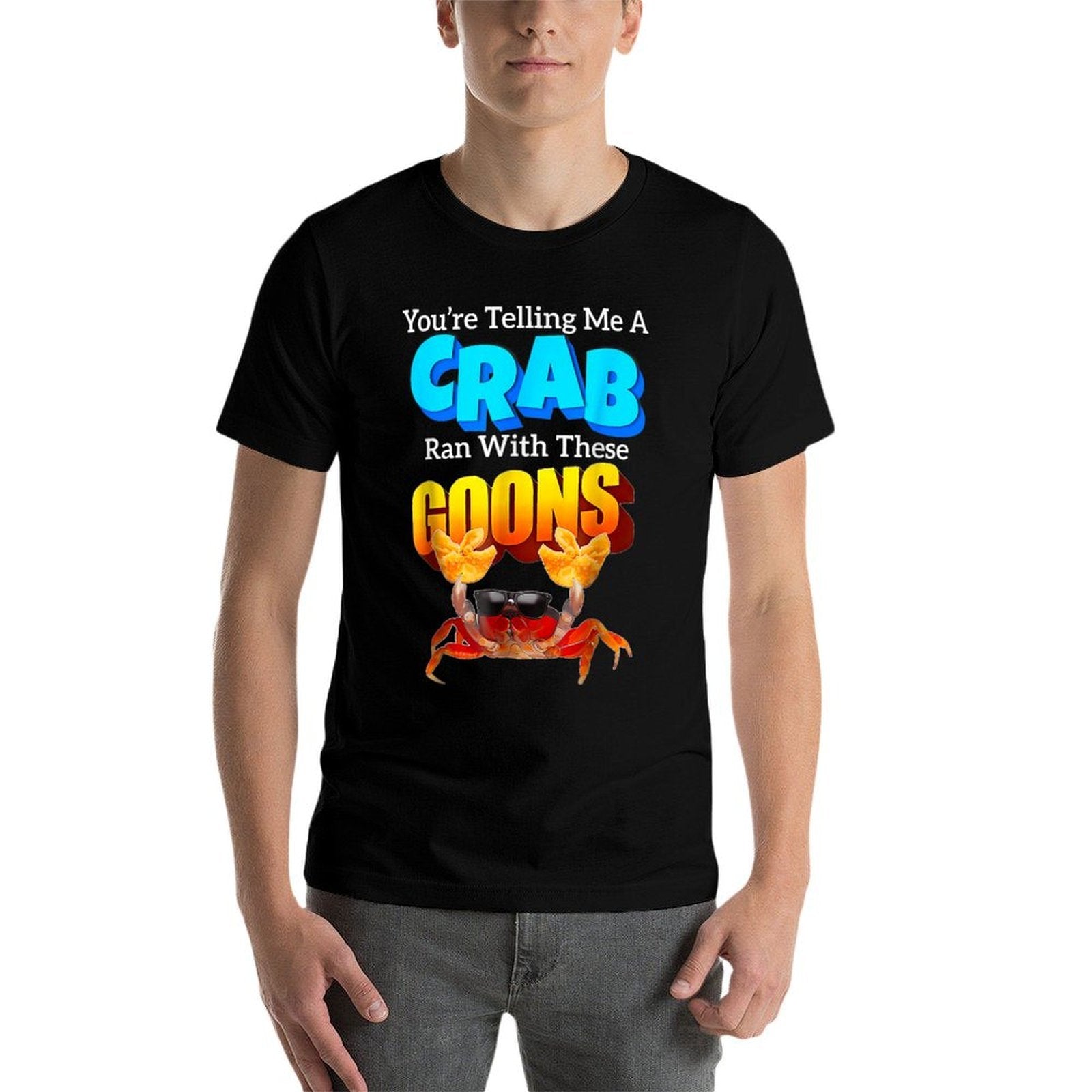 Youre Telling Me A Crab Ran With These Goons Funny Crab  Heathered Texture T-Shirt