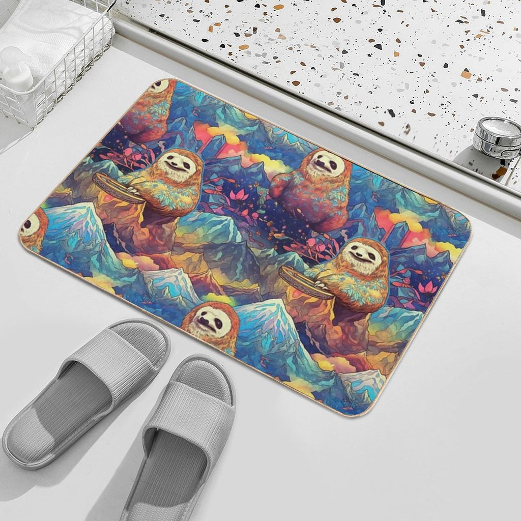 Happy Sloth Shaman - Sloth Nouveau Pattern  Long-Lasting Bath Mat
