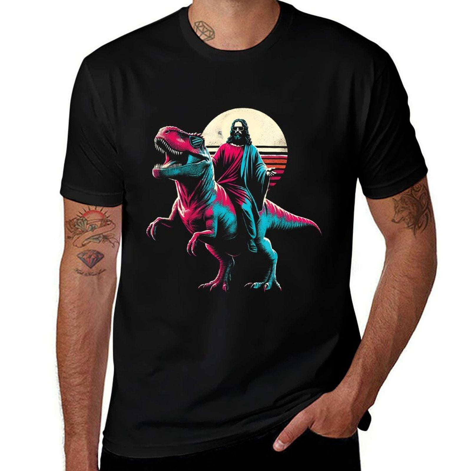 Jesus T-Rex - Funny Christian Religious Dinosaurs Dino Lover  Slim-fit Cut T-Shirt