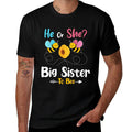 Gender Reveal He Or She Big Sister to Bee Baby Announcement  Relaxed-fit T-Shirt