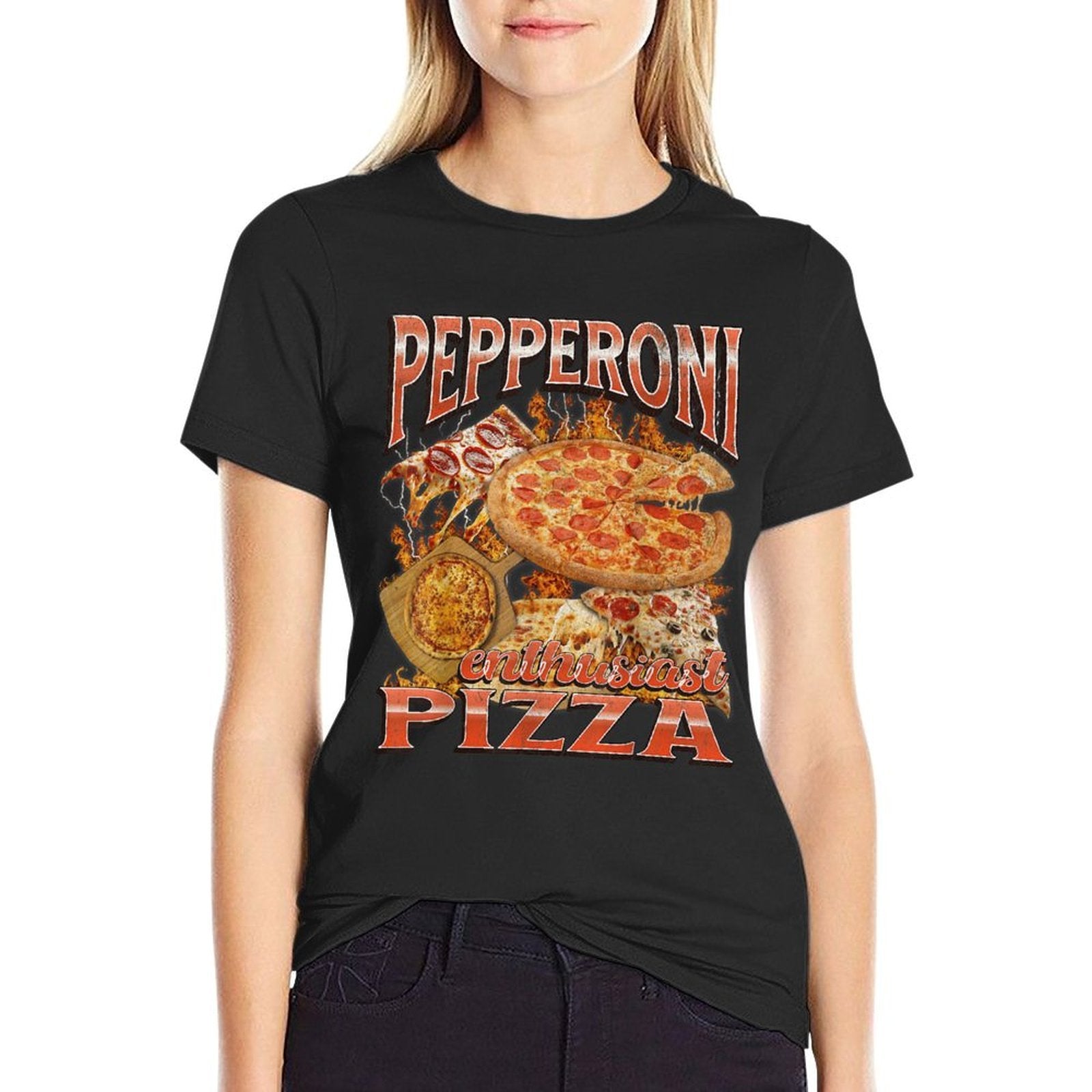 Funny Pepperoni Pizza Oddly Specific Meme Bootleg Graphic  Stretchy T-Shirt