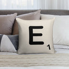 Scrabble Tile E Soft Reinforced Edging Throw Pillow