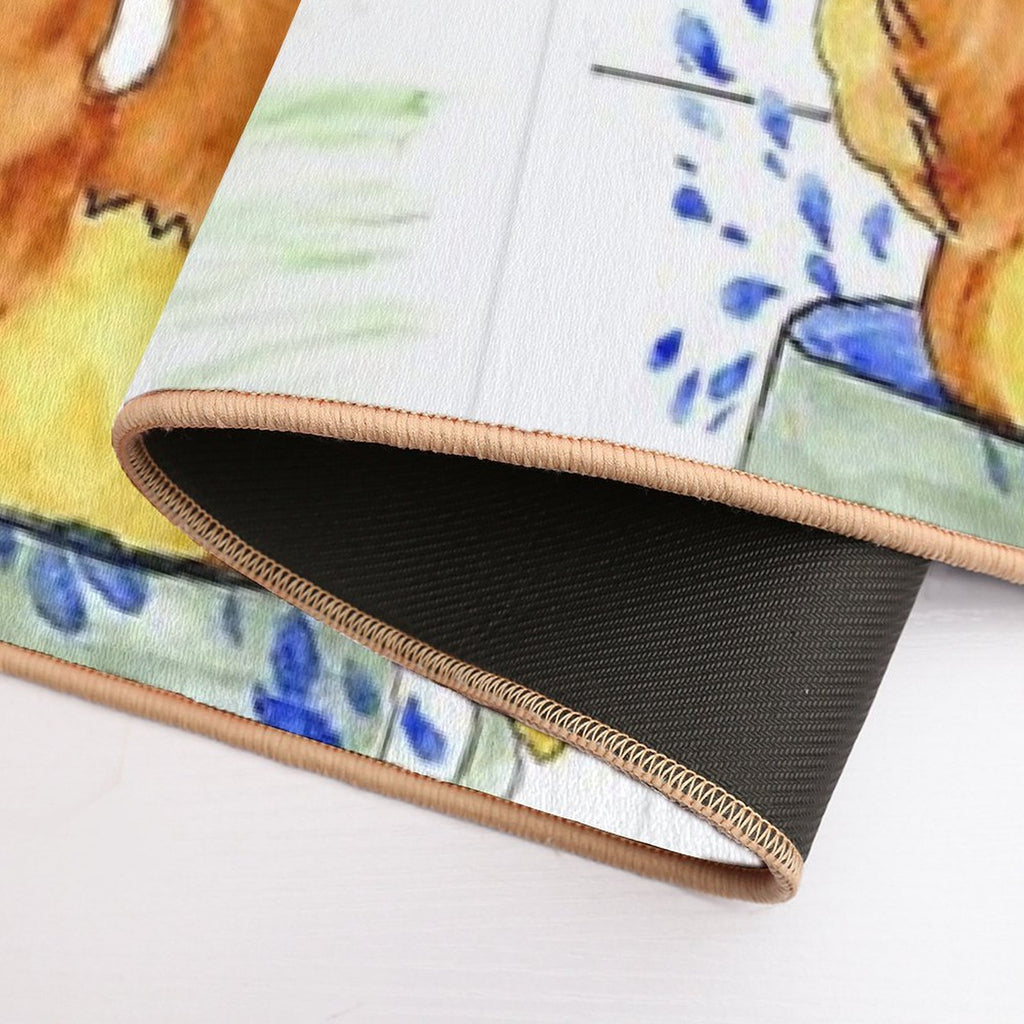 BIRD BATHING IN CUP Durable Bath Mat