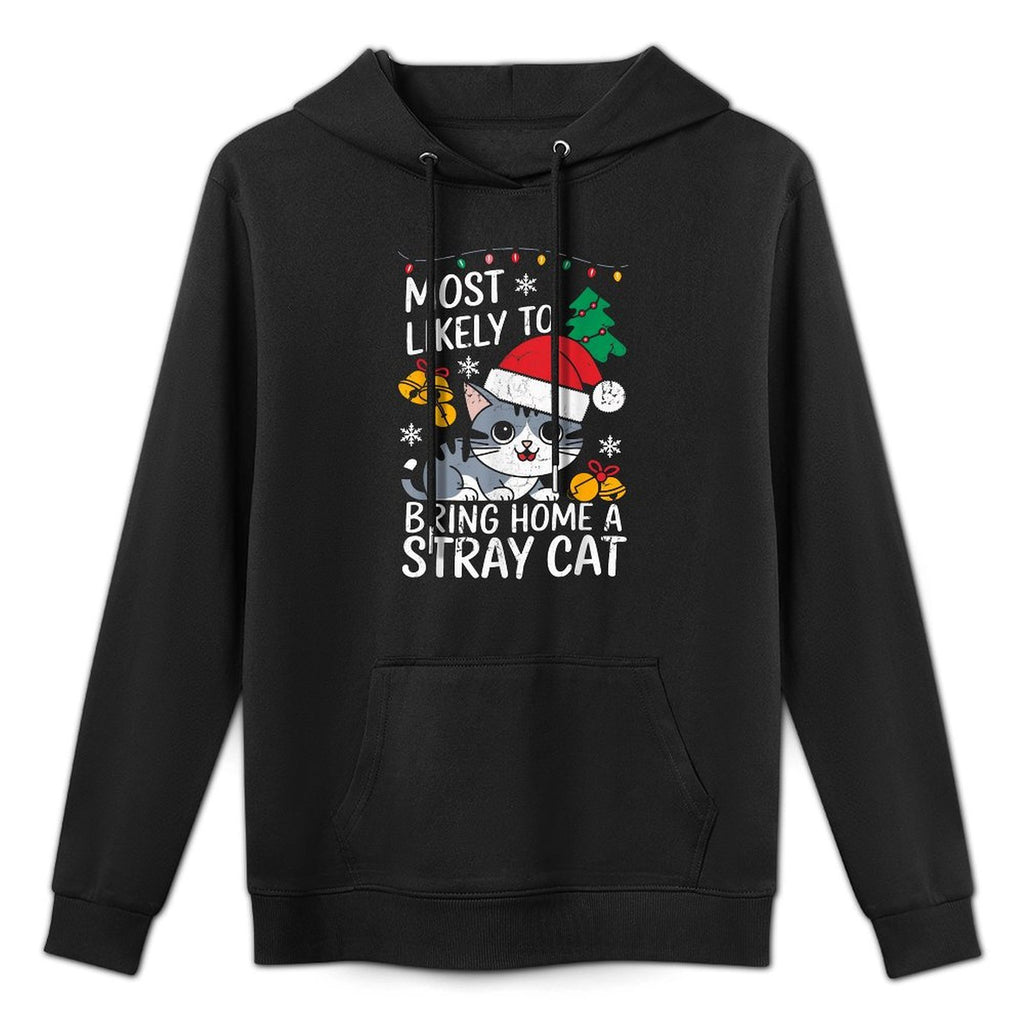 Most Likely To Bring Home A Stray Cat Christmas Medium-Weight Fabric Hoodie