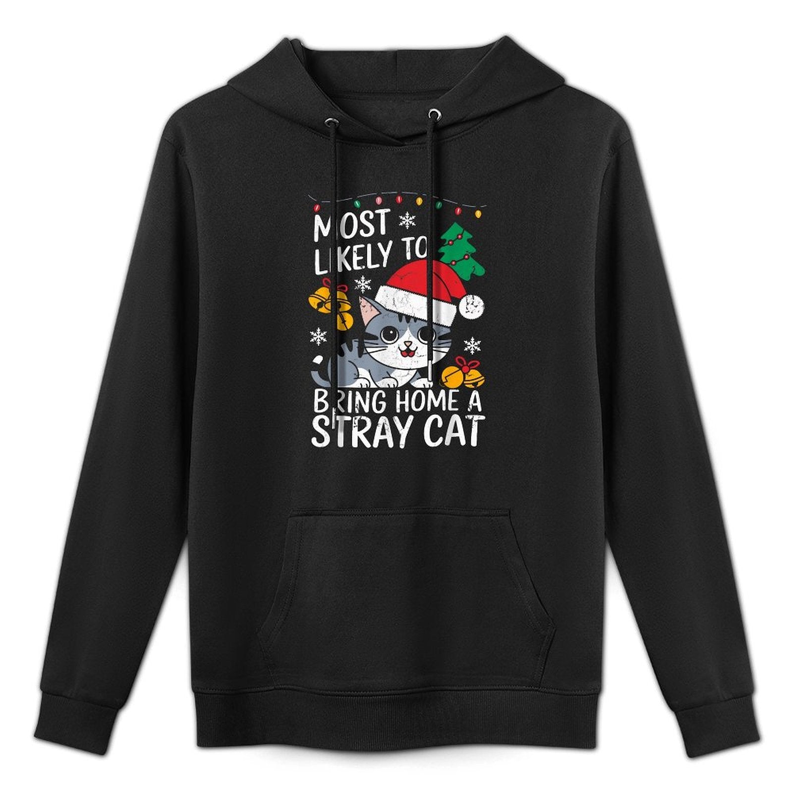 Most Likely To Bring Home A Stray Cat Christmas Medium-Weight Fabric Hoodie