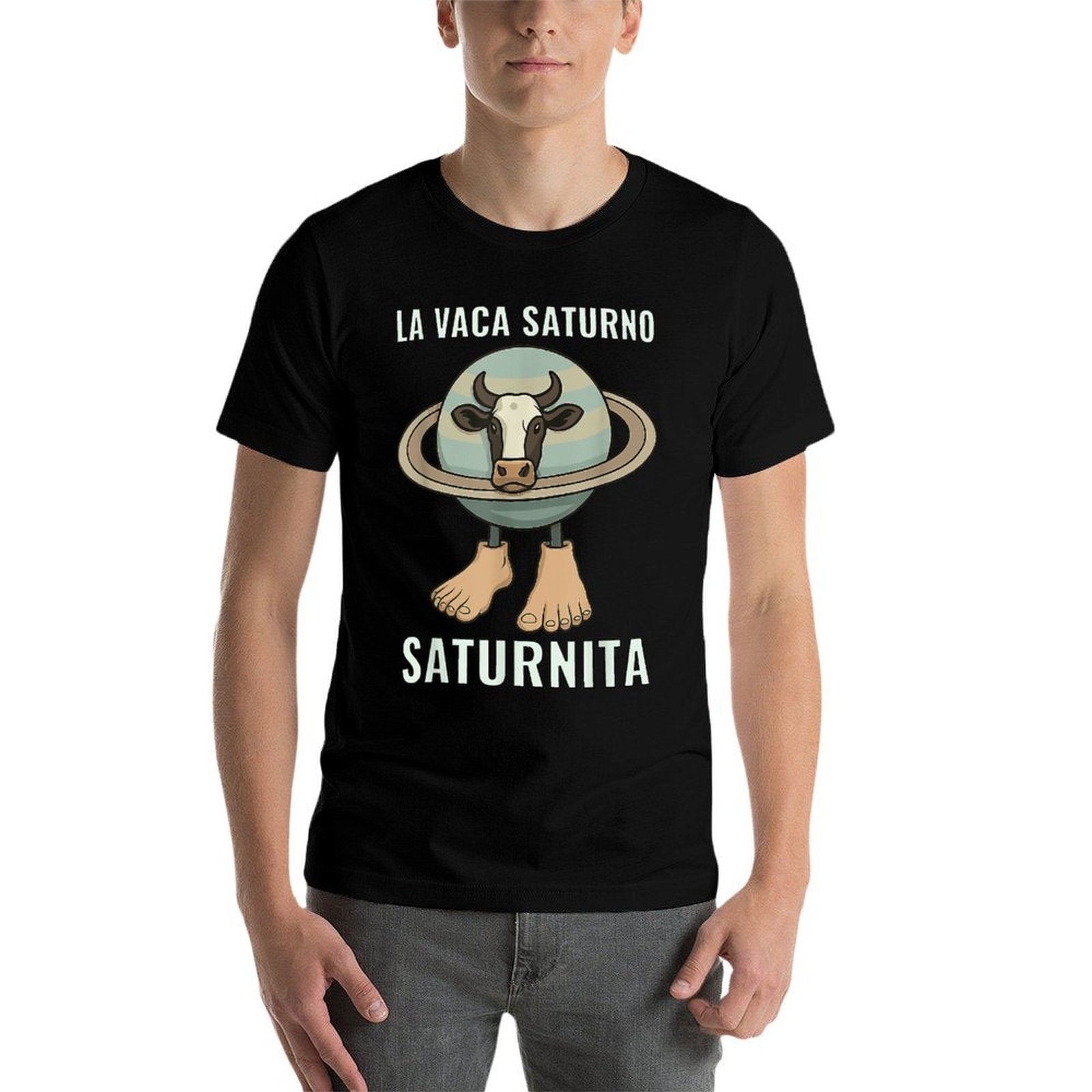 Saturnita Cow Planet Meme  Moisture-wicking T-Shirt